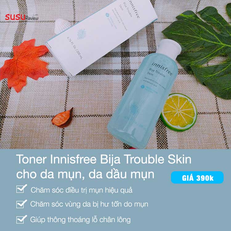 Toner cho da dầu mụn Innisfree Bija Trouble Skin